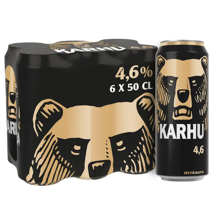 6-pack Karhu Lager olut 4,6% tölkki 0,5 L｜Karhu 6 罐装 Karhu 拉格饮料 4.6% 罐装 0,5 L