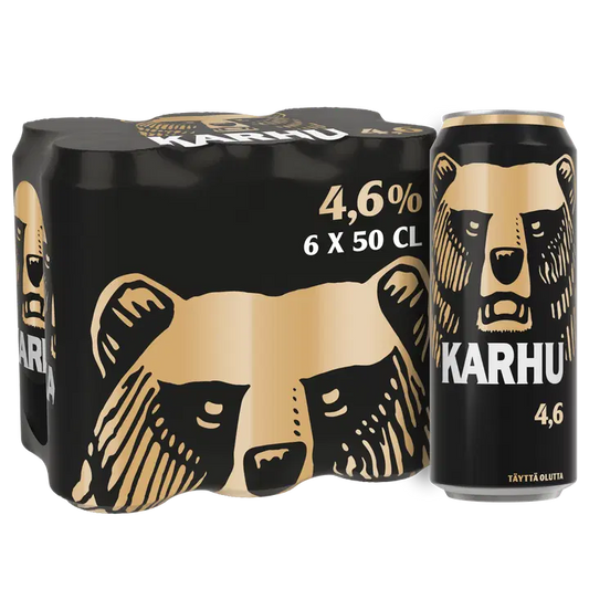 6-pack Karhu Lager olut 4,6% tölkki 0,5 L｜Karhu 6 罐装 Karhu 拉格饮料 4.6% 罐装 0,5 L