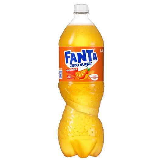 Fanta Appelsiini Zero sokeriton virvoitusjuoma muovipullo 1,5 L｜Fanta 橙子零无糖软饮料塑料瓶 1,5 L