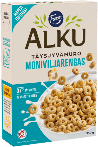 Fazer Alku Moniviljarengas täysjyvämuro 350 g｜Fazer Alku 多谷物全麦圈 350g