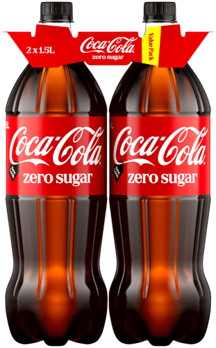 Coca-Cola 2瓶装可口可乐零糖汽水塑料瓶 1,5 L