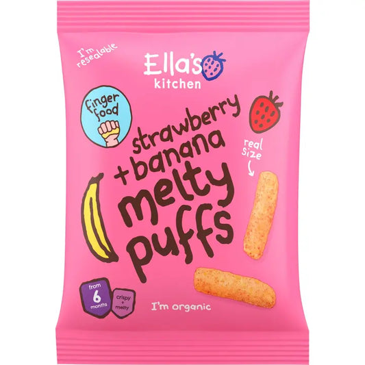 Ella's Kitchen Mansikka-banaani lasten maissinaksu LUOMU 20g｜Ella´s Kitchen Ella's Kitchen 草莓香蕉儿童玉米零食有机 20g