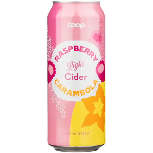 Coop vadelma-carambolasiideri light 4,7% 0,5L｜Coop 覆盆子杨桃淡味苹果饮品 4.7% 0,5L