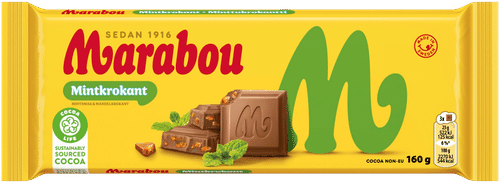 Marabou 薄荷脆片巧克力板 160g｜Marabou Mintkrokant  Suklaalevy  160g