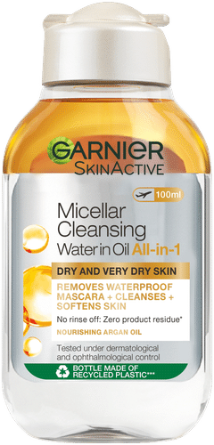 Garnier SkinActive 卡尼尔含油胶束卸妆水 100ml｜Garnier Micellar öljyä sisältävä puhdistusvesi 100ml