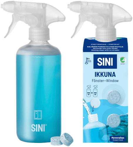 SINI 窗户清洁剂套装 瓶+补充装 2 tablettia
