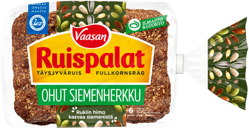 Vaasan Ruispalat Ohut Siemenherkku 240g 6 kpl siementäysjyväruisleipä｜Vaasan 黑麦薄片籽香 240克 6块籽全麦黑麦面包
