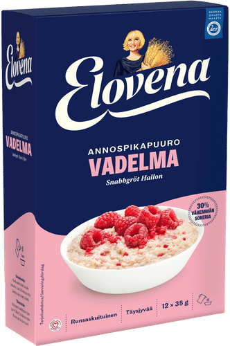 Elovena 420g vadelma vähemmän sokeria annospikapuuro｜Elovena 420克低糖覆盆子即食粥