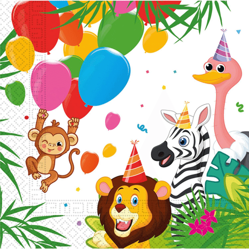 Procos Jungle Balloons FSC kaksikerroksiset paperilautasliinat 33x33cm