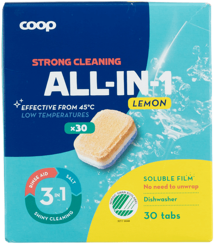 Coop 全合一柠檬洗碗机块 30 kpl