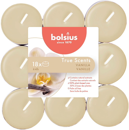 Bolsius True Scents – 香薰加热蜡烛 – 香草 – 象牙白 – 18支/包｜Bolsius True Scents – tuoksulämpökynttilät – Vanilla – norsunluu – 18 kpl/pakkaus