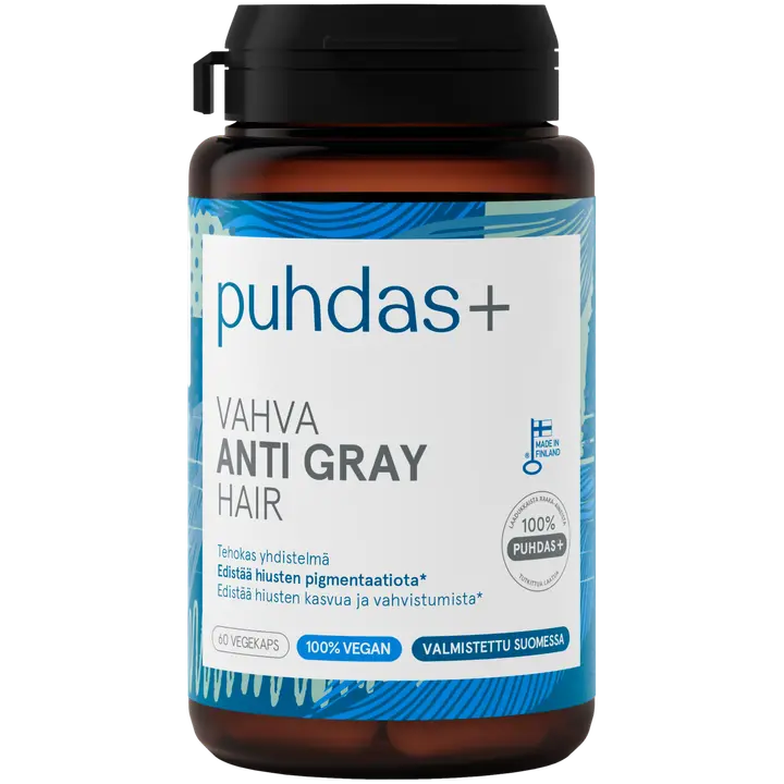 Puhdas+ Vahva Anti Gray Hair 60 kaps.｜Puhdas+ 强力抗白发 60 粒。