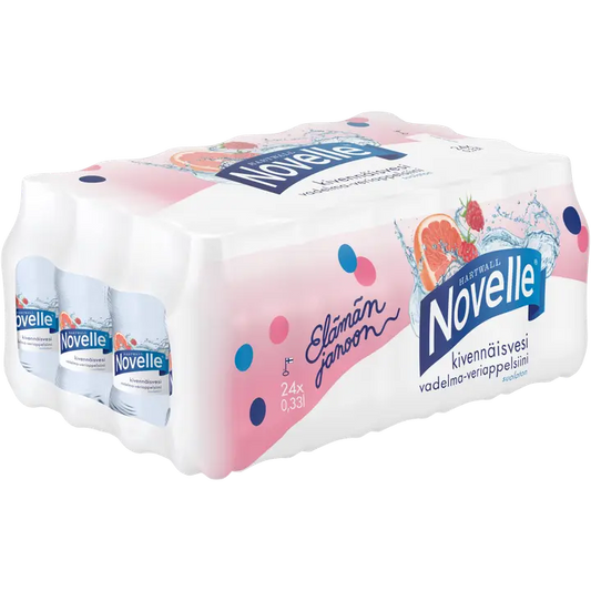 24 x Hartwall Novelle Vadelma-veriappelsiini kivennäisvesi 0,33 l｜Hartwall Novelle 24 x Hartwall Novelle 覆盆子血橙矿泉水 0,33 l
