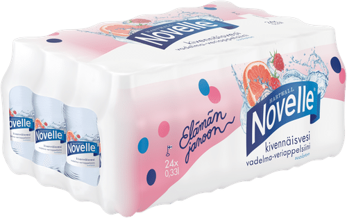 Hartwall Novelle 24 x Hartwall Novelle 覆盆子血橙矿泉水 0,33 l