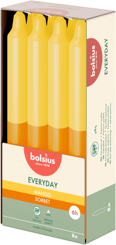 Bolsius – Everyday – 香薰晚餐蜡烛 – 芒果雪葩 – 黄色