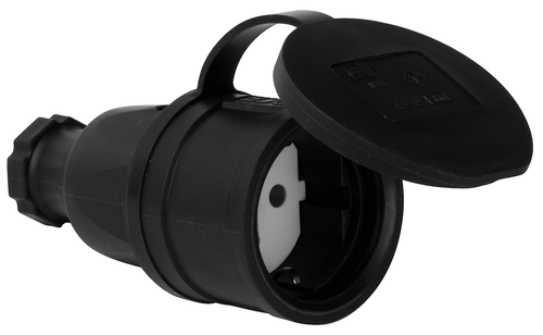 Gelia 橡胶接地延长插座 IP44 黑色