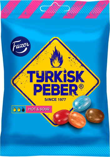 Fazer 土耳其胡椒酸辣咸甘草水果糖袋 150g｜Fazer Tyrkisk Peber Hot & Sour salmiakkihedelmä karkkipussi 150g