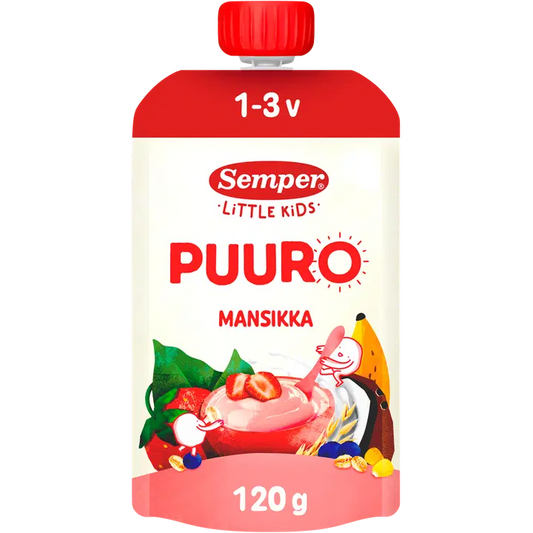 Semper Puuro Mansikka, banaani, mustikka & kaura 1-3 v käyttövalmis lastenpuuro 120g｜Semper 粥 草莓、香蕉、蓝莓和燕麦 1-3 岁即食儿童粥 120g