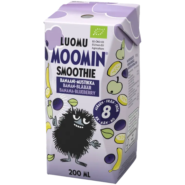 Moomin Luomu banaani mustikka smoothie 200ml｜Moomin 有机香蕉蓝莓冰沙 200ml