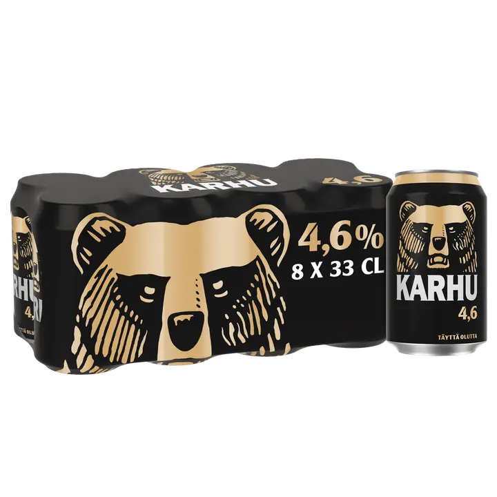 8-pack Karhu Lager olut 4,6% tölkki 0,33 L｜Karhu 8 罐装 Karhu 拉格饮料 4.6% 罐装 0,33 L