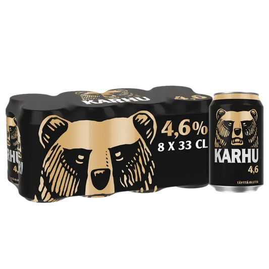 8-pack Karhu Lager olut 4,6% tölkki 0,33 L｜Karhu 8 罐装 Karhu 拉格饮料 4.6% 罐装 0,33 L