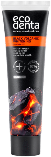 Ecodenta 黑色火山美白牙膏 100ml｜Ecodenta Black Volcanic Whitening toothpaste valkaiseva hiilihammastahna 100ml