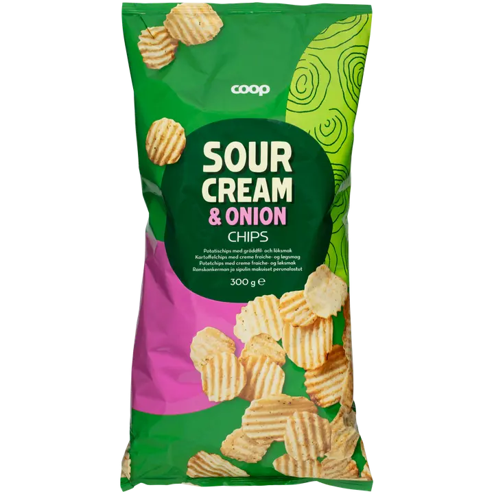 Coop perunalastut Sour cream & Onion 300 g-Coop 薯片 酸奶油和洋葱 300 g