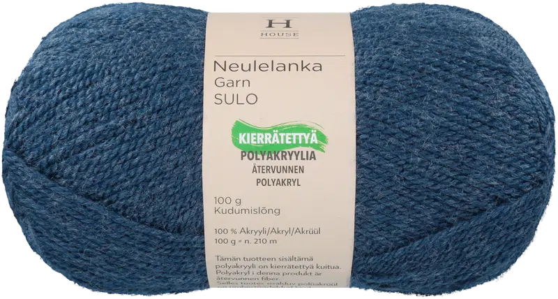 House 丙烯酸毛线 Sulo 100克 牛仔蓝 5541｜House neulelanka akryyli Sulo 100 g Denim Blue 5541