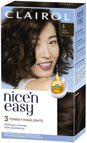 Clairol Nice'n Easy 持久染发剂 3 深棕色｜Clairol Nice'n Easy kestoväri 3 tummanruskea