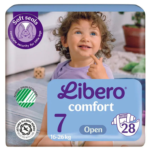 LIBERO Comfort teippivaippa koko 7, 28 kpl, 16-26kg｜Libero 舒适胶带尿布尺寸 7，28 件，16-26 公斤