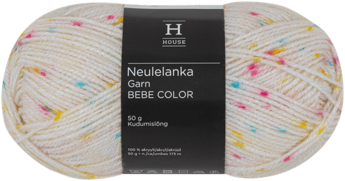 House Bebe Color 毛线 50克 彩虹，白色 31375