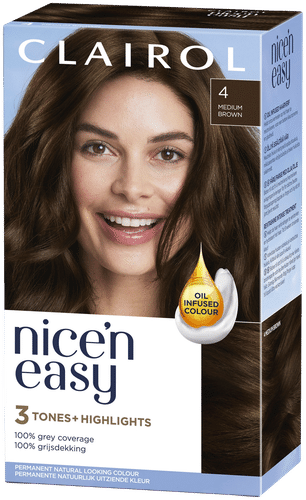 Clairol Nice'n Easy 持久染发剂4中棕色