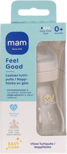 MAM Feel Good 玻璃奶瓶 170 ml｜MAM Feel Good lasinen tuttipullo 170 ml