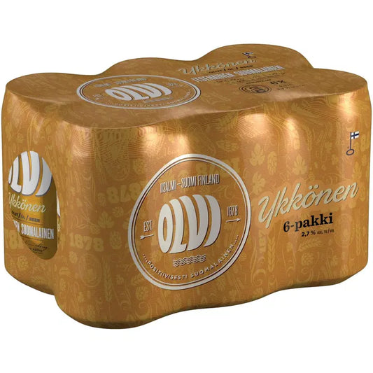 6 x OLVI Ykkönen 2,7 % olut 0,33 l tlk｜Olvi 6 x OLVI Ykkönen 2.7% 饮料，共 0.33 升