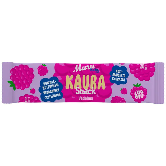 Muru Baby Kaura Snack vadelma 1 v 20 g luomukaurapatukka｜Muru Baby Kaura Snack 覆盆子 1 年 20 克有机燕麦棒