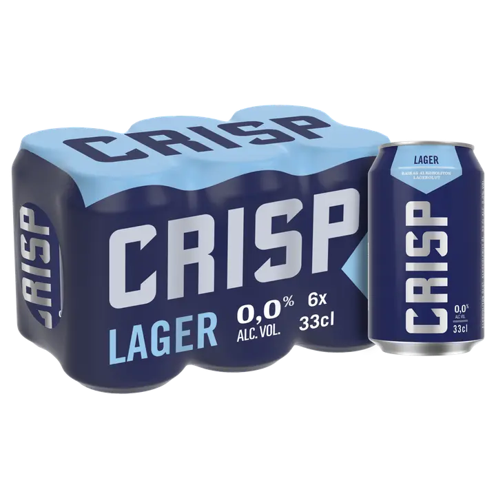 6-pack Crisp Lager alkoholiton olut 0 % tölkki 0,33 L｜Crisp 6 罐装 Crisp Lager 0度饮料 0% 罐装 0,33 L