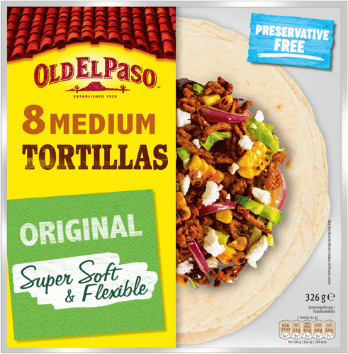 Old El Paso 中号玉米饼 原味超软弹 8片/326克｜Old El Paso Medium Tortillas Original Super Soft & Flexible 8kpl/326g