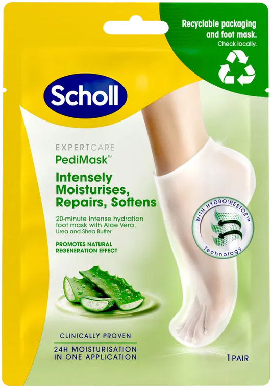 Scholl PediMask足膜 芦荟｜Scholl PediMask jalkanaamio Aloe vera