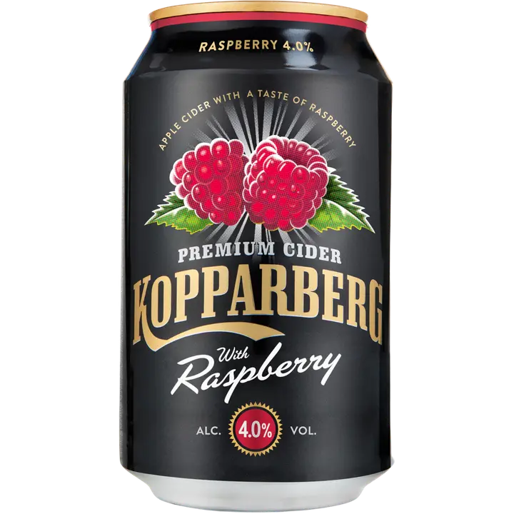 Premium Cider Kopparberg with Raspberry 4,0%, Vadelman makuinen omenasiideri tölkki 33cl｜Kopparberg 优质苹果饮品 Kopparberg 含覆盆子 4.0%，覆盆子味苹果饮品罐头 33cl
