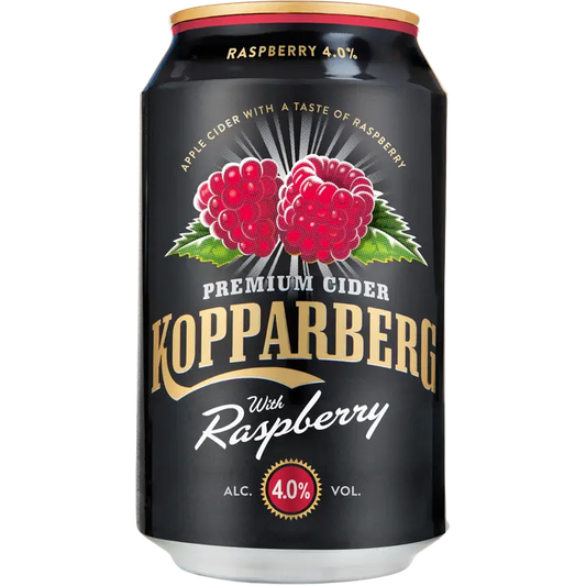 Premium Cider Kopparberg with Raspberry 4,0%, Vadelman makuinen omenasiideri tölkki 33cl｜Kopparberg 优质苹果饮品 Kopparberg 含覆盆子 4.0%，覆盆子味苹果饮品罐头 33cl