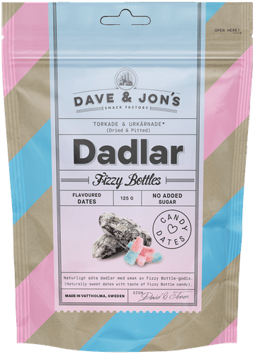 Dave&Jons fizzy bottle-karamellien makuisia kivettömiä taateleita 125 g