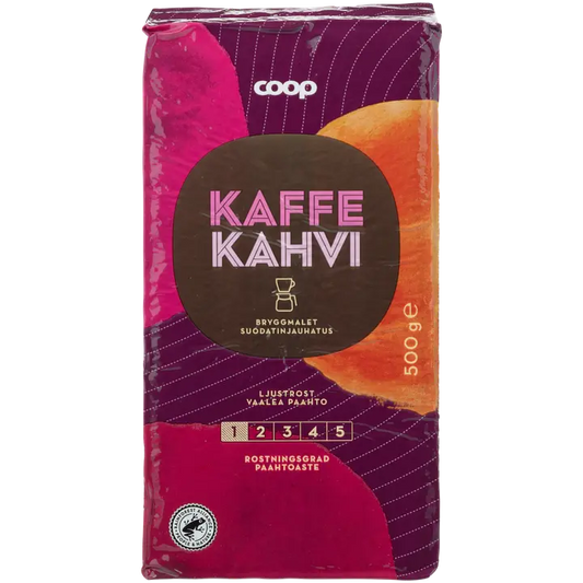Coop kahvi vaalea paahto suodatinjauhatus 500 g｜Coop 咖啡轻度烘焙过滤研磨 500 g