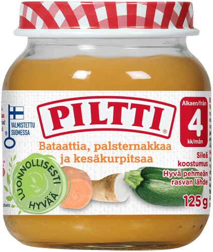Piltti 125克土豆、欧洲防风草和西葫芦蔬菜泥 4个月