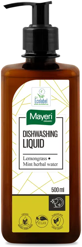Mayeri 有机洗洁精 柠檬草 - 薄荷草本水 500毫升泵瓶｜Mayeri Organic astianpesuaine Sitruunaruoho - Minttu yrttivesi 500 ml pumppupullo