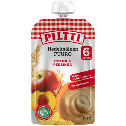 Piltti 110g Hedelmäinen Puuro Omena-persikka 6kk annospussi｜Piltti 110克水果粥苹果桃子6个月袋装