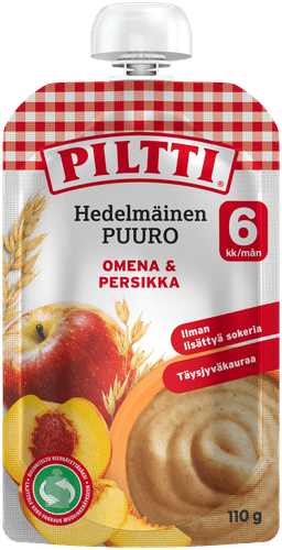 Piltti 110g 水果粥 苹果桃子 6个月 袋装｜PILTTI 110g Hedelmäinen Puuro Omena-persikka 6kk annospussi