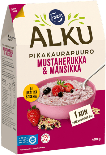 Fazer Alku Mustaherukka & mansikka pikakaurapuuro 400 g｜Fazer Alku 黑加仑草莓即食燕麦粥 400 g