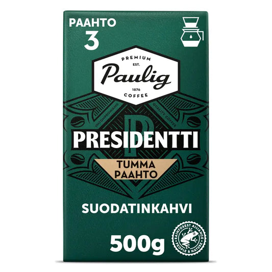 Paulig Presidentti Tumma Paahto kahvi suodatinjauhatus 500g｜Presidentti Paulig Presidentti 深度烘焙咖啡过滤研磨 500g