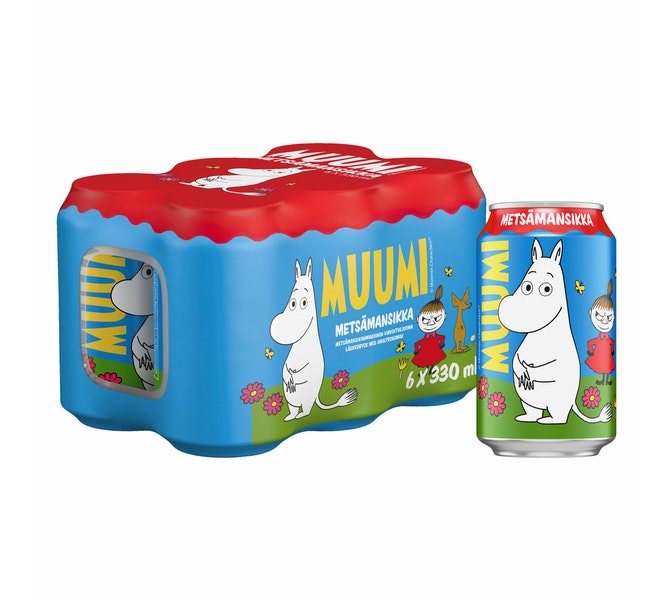 Moomin 姆明系列汽水森林草莓味软饮汽水 0.33升6瓶装