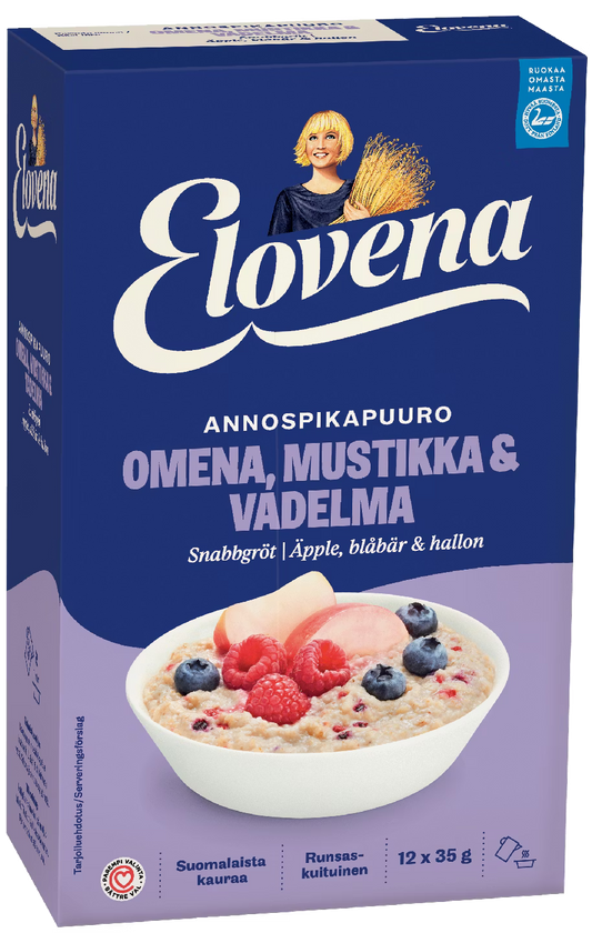 Elovena 苹果蓝莓覆盆子即食粥12x35g